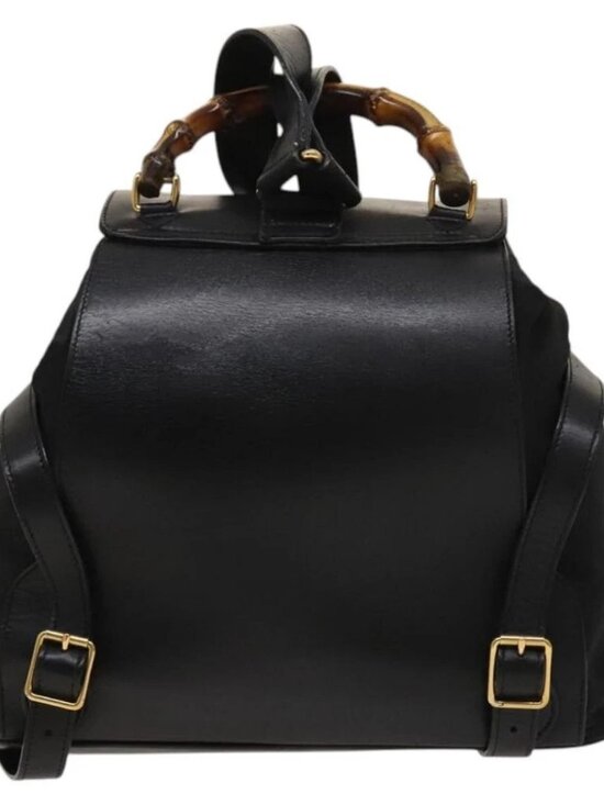 GUCCI Bamboo Backpack Leather Black Auth th5812 main image 14